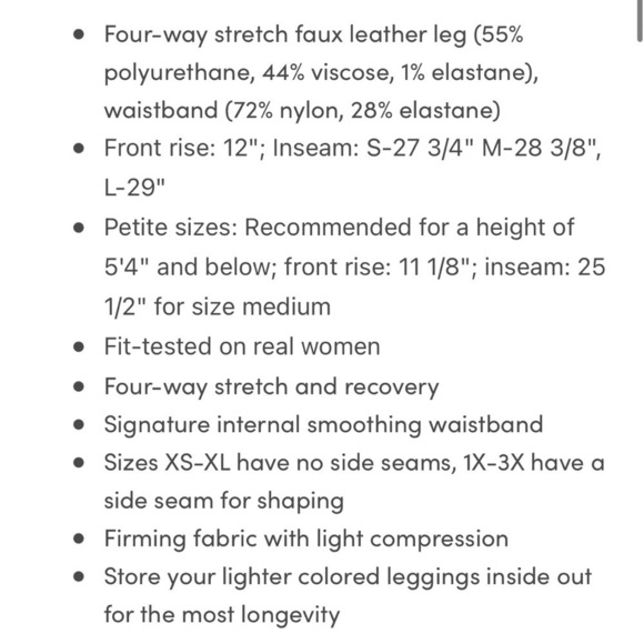 Commando Faux Leather Legging In Black Size Large Petite - Picture 9 of 10